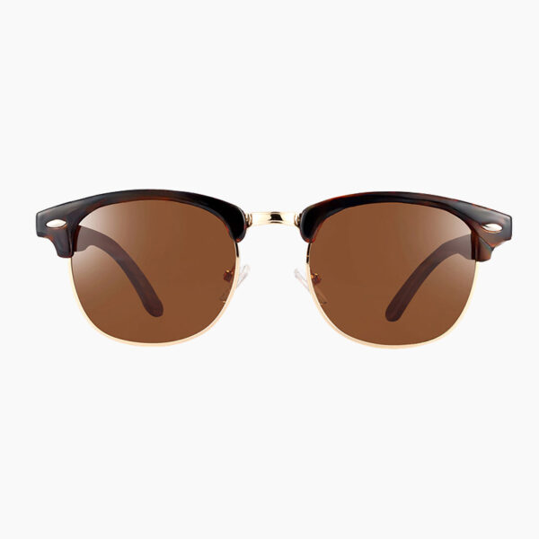 BARCUR - Γυαλιά Ηλίου Walnut Clubmaster Style με Tea Polarized Φακό (4005)