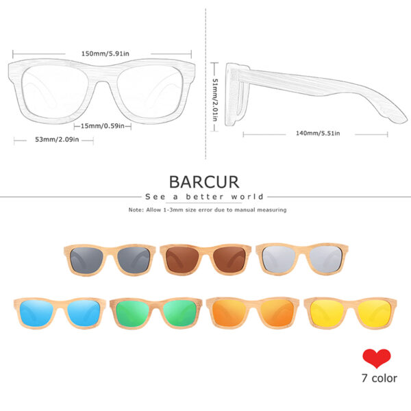 BARCUR – Γυαλιά Ηλίου Bamboo Upturned Style με Κίτρινο Polarized Φακό (5210)