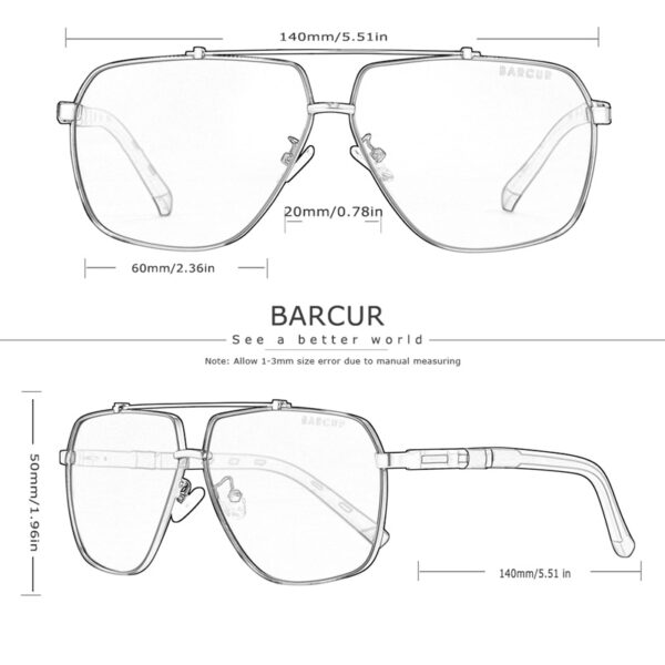 BARCUR – Γυαλιά Ηλίου Pilot Stainless Μπλέ/Ασημί Σκελετός & Ημιδιάφανος Μπλε Φακός Polarized (8769)