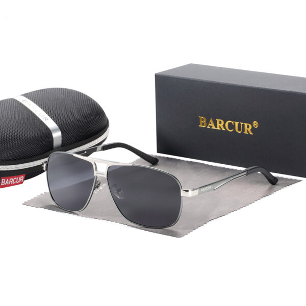 BARCUR – Γυαλιά Ηλίου Pilot Stainless Γκρι/Ασημί Σκελετός & Grey Φακός Polarized (8039)