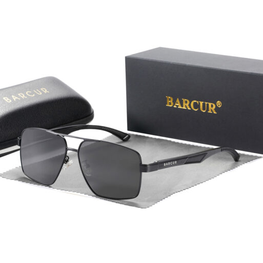 BARCUR – Γυαλιά Ηλίου Double Bridge Μαύρο Σκελετό & Grey Φακό Polarized (6568)