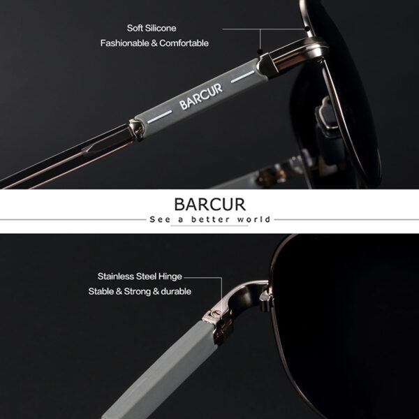 BARCUR – Γυαλιά Ηλίου Pilot Stainless Grey Σκελετός & Grey Φακός Polarized (8721)