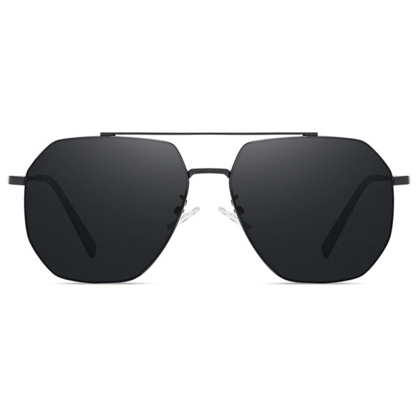 BARCUR – Γυαλιά Ηλίου Hexagon Stainless Black Σκελετός & Black Φακός Polarized (8767)