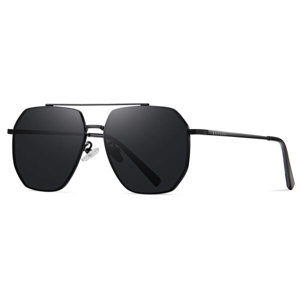 BARCUR – Γυαλιά Ηλίου Hexagon Stainless Black Σκελετός & Black Φακός Polarized (8767)