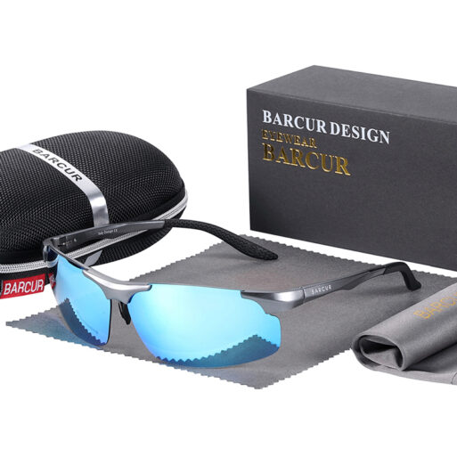 BARCUR – Γυαλιά Ηλίου Active Stainless Ασημί Σκελετός & Μπλε Φακός Polarized (6010)