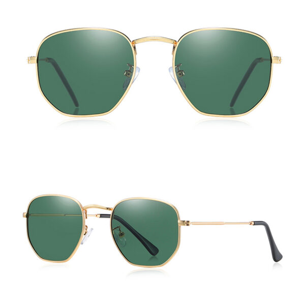 BARCUR – Γυαλιά Ηλίου Hexagon Stainless Gold Σκελετός & Green Φακός Polarized (8048)