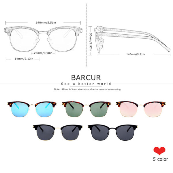 BARCUR – Γυαλιά Ηλίου Clubmaster Style Μαύρο Σκελετό με Μαύρο Polarized Φακό (3017)