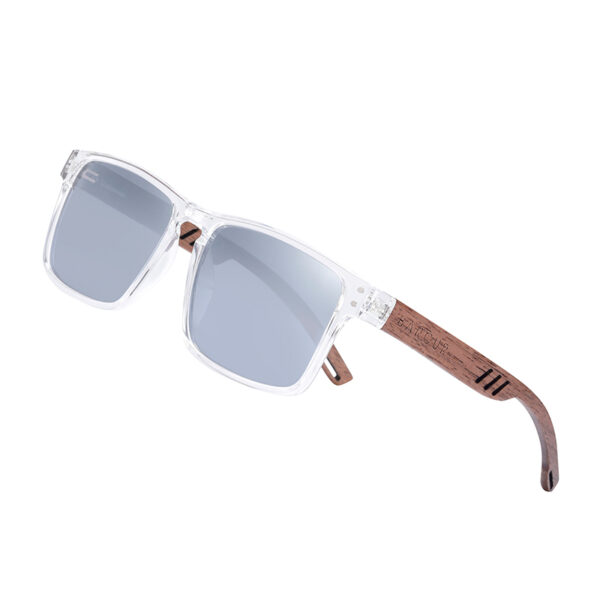 BARCUR – Γυαλιά Ηλίου Walnut Square Style με Silver Polarized Φακό (4018)