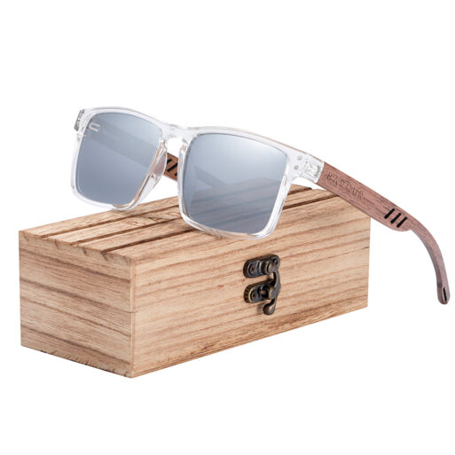 BARCUR – Γυαλιά Ηλίου Walnut Square Style με Silver Polarized Φακό (4018)