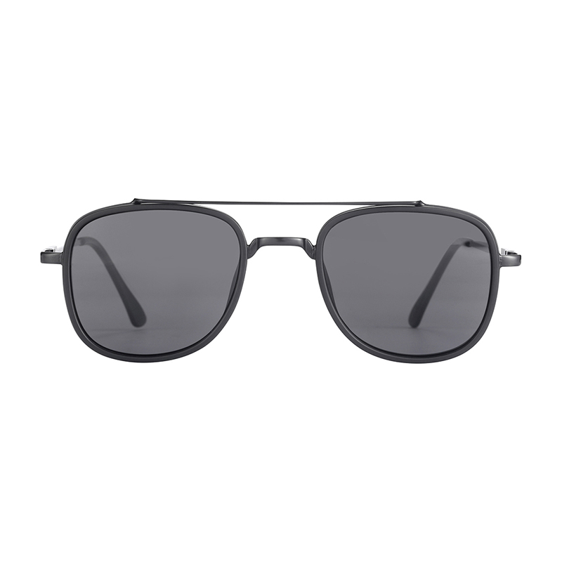 BARCUR - Γυαλιά Ηλίου Retro Hexagon Stainless GunBlack Σκελετός & Μαύρος Φακός Polarized (8504)