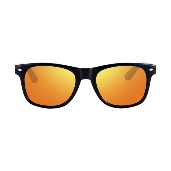 BARCUR - Γυαλιά Ηλίου Bamboo Zebrawood Wayfarer Style Μαύρα με Orange Polarized Φακό (8720)