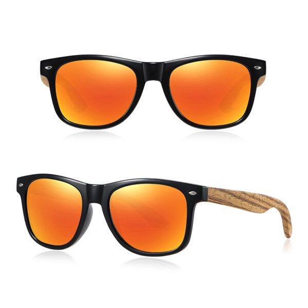 BARCUR - Γυαλιά Ηλίου Bamboo Zebrawood Wayfarer Style Μαύρα με Orange Polarized Φακό (8720)