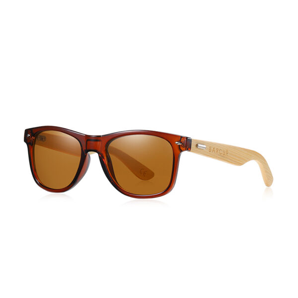 BARCUR - Γυαλιά Ηλίου Bamboo Wayfarer Style Tea με Tea Polarized Φακό με Ελαστικά Αυτάκια (4175)