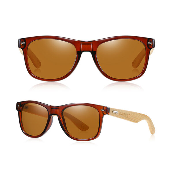 BARCUR - Γυαλιά Ηλίου Bamboo Wayfarer Style Tea με Tea Polarized Φακό με Ελαστικά Αυτάκια (4175)