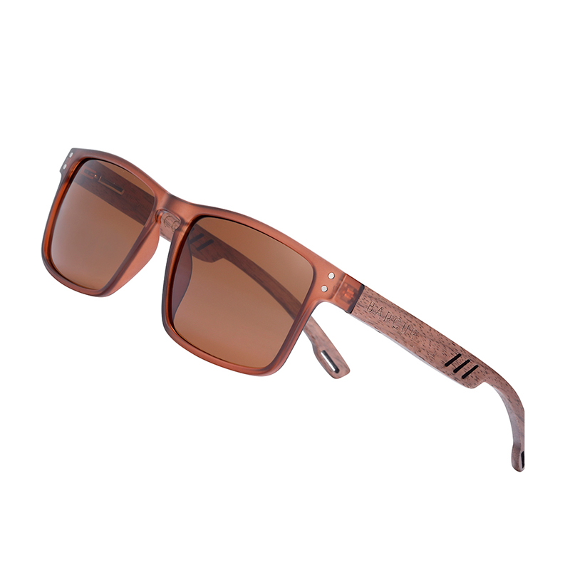 BARCUR – Γυαλιά Ηλίου Walnut Square Style Καφέ με Tea Polarized Φακό (4018)