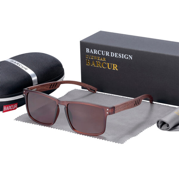 BARCUR – Γυαλιά Ηλίου Walnut Square Style Καφέ με Tea Polarized Φακό (4018)