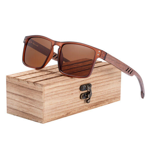 BARCUR – Γυαλιά Ηλίου Walnut Square Style Καφέ με Tea Polarized Φακό (4018)