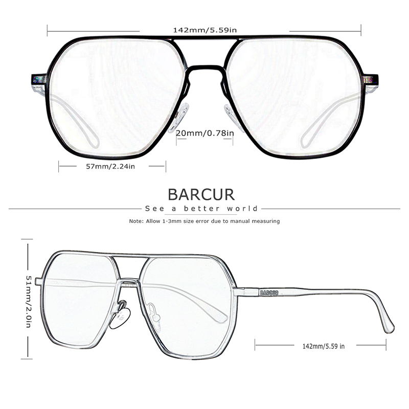 BARCUR - Γυαλιά Ηλίου Retro Hexagon Stainless Μαύρος Σκελετός & Gray Φακός Polarized (6088)