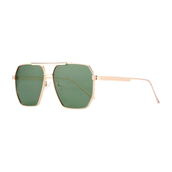 BARCUR - Γυαλιά Ηλίου Retro Hexagon Stainless Χρυσός Σκελετός & Green Φακός Polarized (8025)