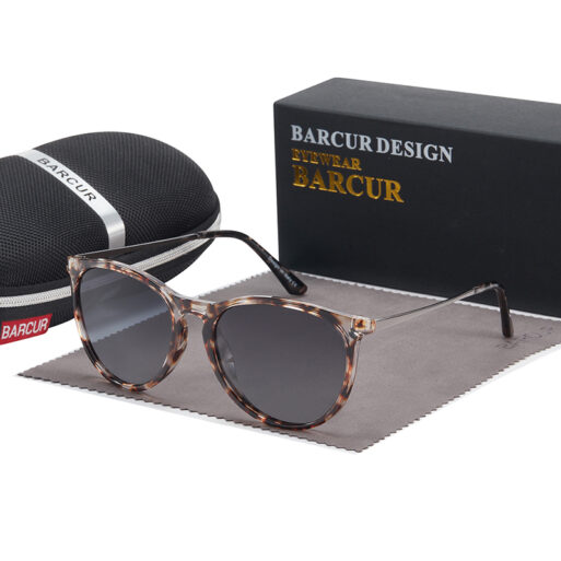 BARCUR - Γυαλιά Ηλίου Wayfarer Style Leopard Σκελετός & Gray Φακός Polarized (2127)