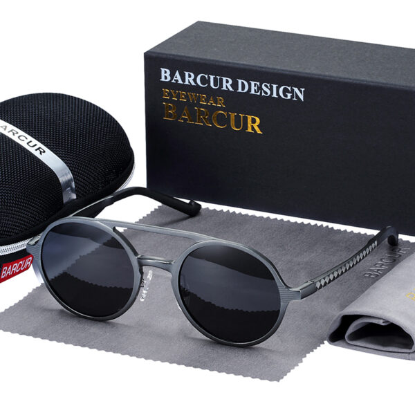 BARCUR - Γυαλιά Ηλίου Pilot Stainless Gray Σκελετός & Black Φακός Polarized (8565)