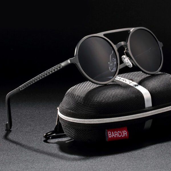 BARCUR - Γυαλιά Ηλίου Pilot Stainless Gray Σκελετός & Black Φακός Polarized (8565)