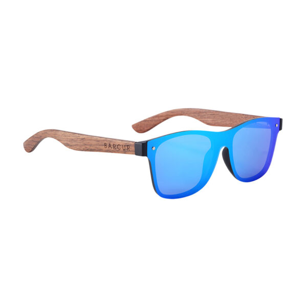 BARCUR - Γυαλιά Ηλίου Walnut Wayfarer Style Μαύρα με Blue Polarized Φακό (4126)