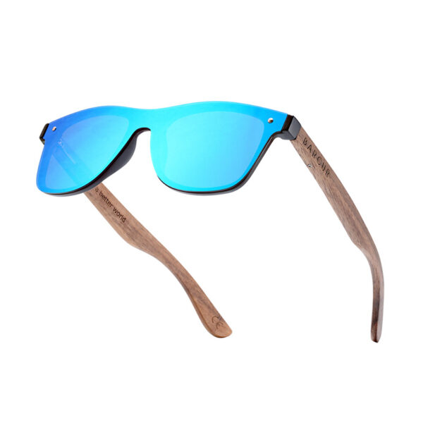 BARCUR - Γυαλιά Ηλίου Walnut Wayfarer Style Μαύρα με Blue Polarized Φακό (4126)