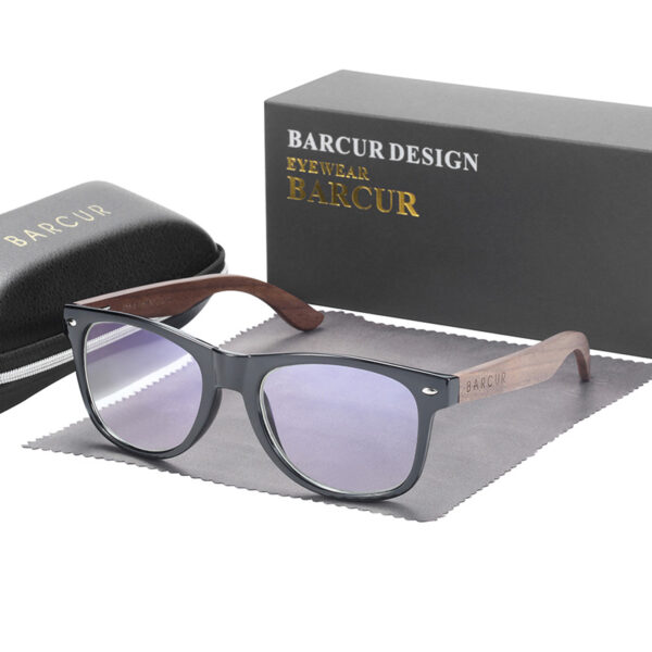 BARCUR - Γυαλιά Anti-Blue Ray Walnut Wayfarer Style Gloss Μαύρα (8700)