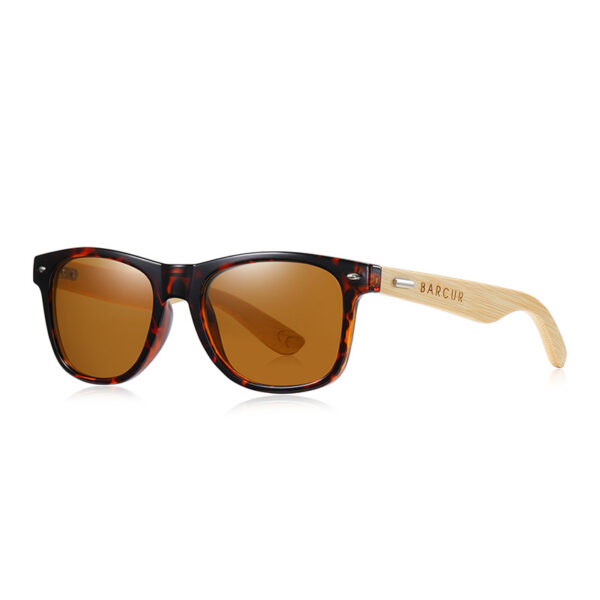 BARCUR - Γυαλιά Ηλίου Bamboo Wayfarer Style Leopard με Tea Polarized Φακό (4175)