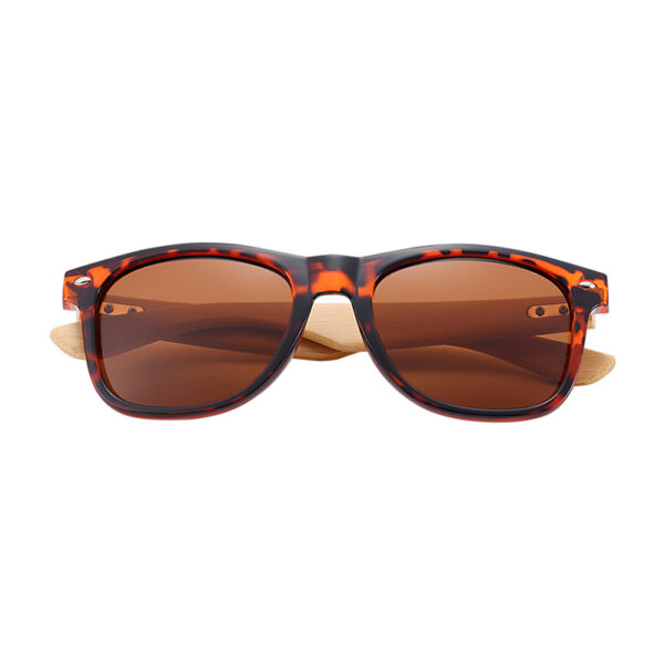 BARCUR - Γυαλιά Ηλίου Bamboo Wayfarer Style Leopard με Tea Polarized Φακό (4175)