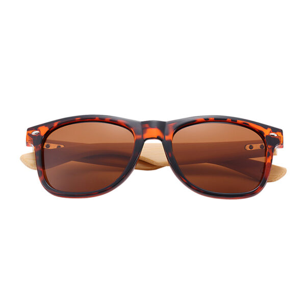 BARCUR - Γυαλιά Ηλίου Bamboo Wayfarer Style Leopard με Tea Polarized Φακό (4175)