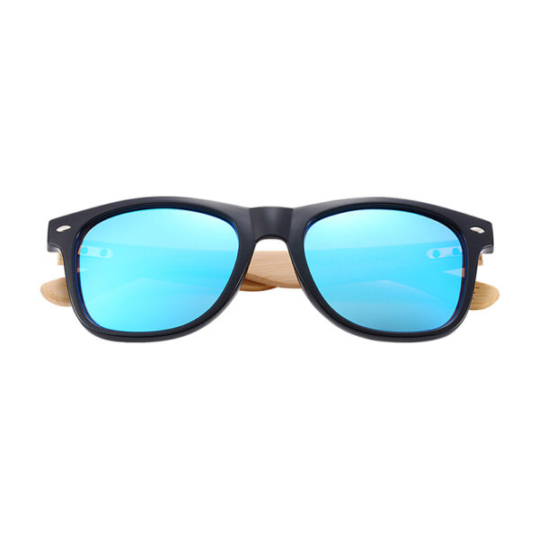 BARCUR - Γυαλιά Ηλίου Bamboo Wayfarer Style Μαύρα με Μπλε Polarized Φακό (4175)