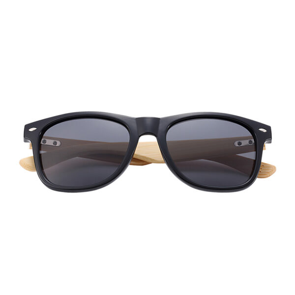 BARCUR - Γυαλιά Ηλίου Bamboo Wayfarer Style Μαύρα με Μαύρο Polarized Φακό (4175)