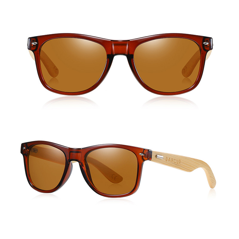 BARCUR - Γυαλιά Ηλίου Bamboo Wayfarer Style Tea με Tea Polarized Φακό (4175)