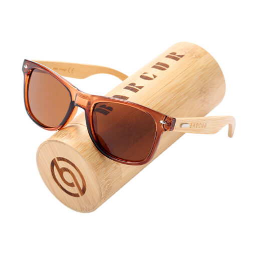 BARCUR - Γυαλιά Ηλίου Bamboo Wayfarer Style Tea με Tea Polarized Φακό (4175)