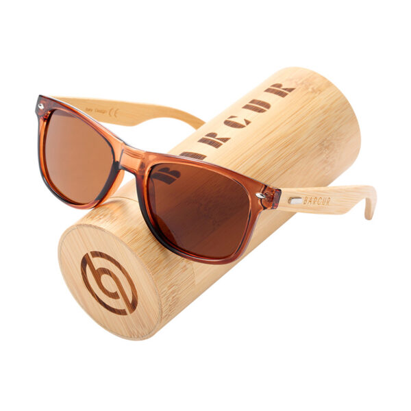 BARCUR - Γυαλιά Ηλίου Bamboo Wayfarer Style Tea με Tea Polarized Φακό (4175)