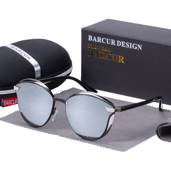 BARCUR - Γυαλιά Ηλίου Lifestyle Silver/Black Σκελετός & Ασημί Φακός Polarized (8705)