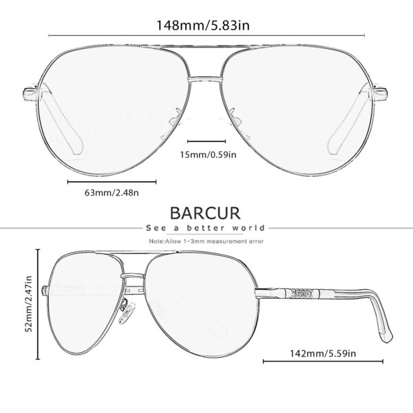 BARCUR - Γυαλιά Ηλίου Pilot Stainless Κόκκινος/Χρυσός Σκελετός & Πορτοκαλί Φακός Polarized (8768)