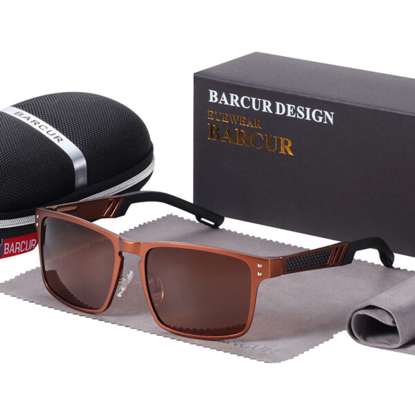 BARCUR - Γυαλιά Ηλίου Square Style Stainless Καφέ Σκελετός & Tea Φακός Polarized (A8580)