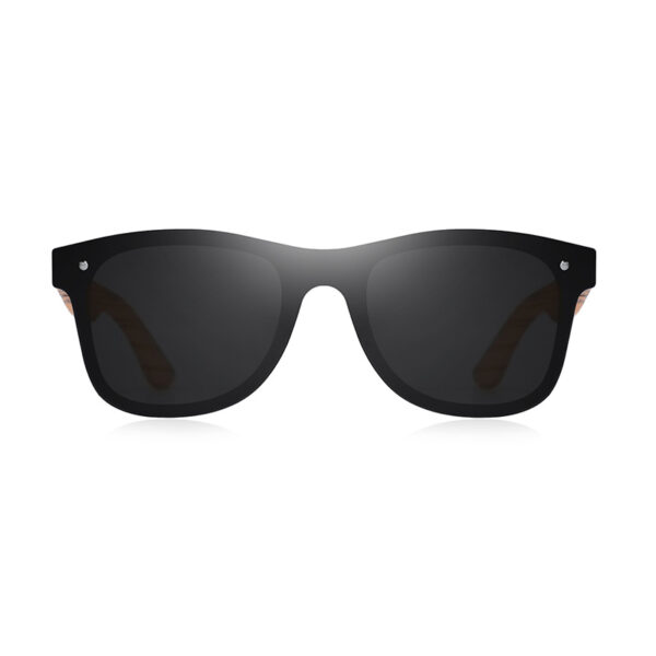 BARCUR - Γυαλιά Ηλίου Walnut Wayfarer Style Μαύρα Fullface με Black Polarized Φακό (4128)