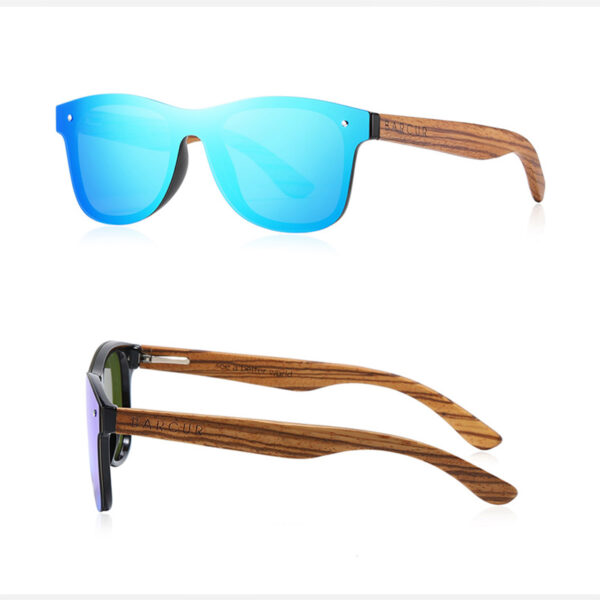 BARCUR - Γυαλιά Ηλίου Walnut Wayfarer Style Μαύρα Fullface με Blue Polarized Φακό (4128)