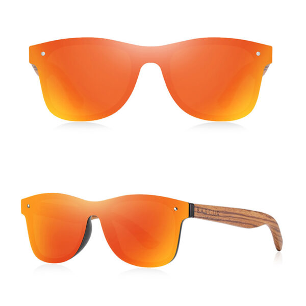 BARCUR - Γυαλιά Ηλίου Walnut Wayfarer Style Μαύρα Fullface με Orange Polarized Φακό (4128)
