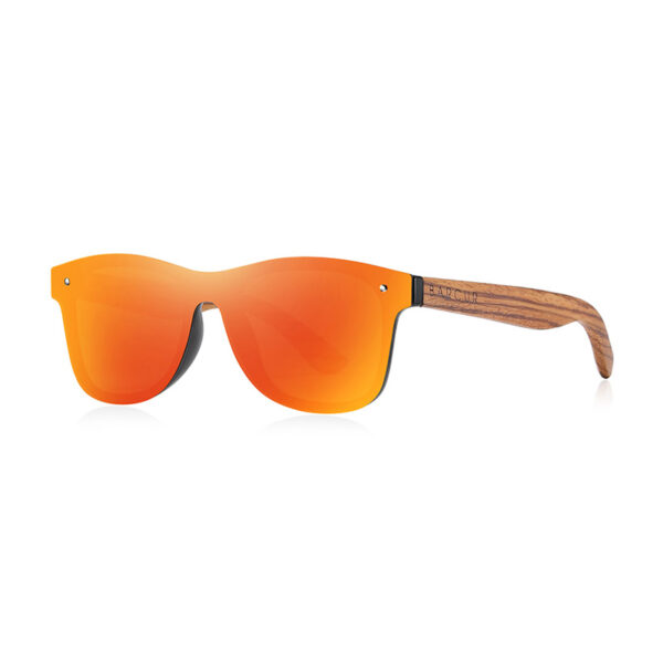 BARCUR - Γυαλιά Ηλίου Walnut Wayfarer Style Μαύρα Fullface με Orange Polarized Φακό (4128)