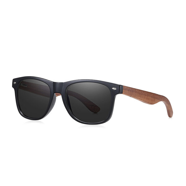 BARCUR - Γυαλιά Ηλίου Walnut Wayfarer Style Μαύρα Matte με Black Polarized Φακό (8700)