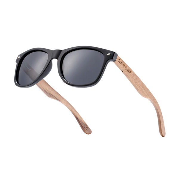 BARCUR - Γυαλιά Ηλίου Walnut Wayfarer Style Μαύρα Matte με Black Polarized Φακό (8700)