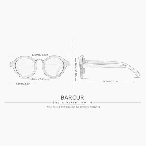 BARCUR - Γυαλιά Ηλίου Zebrawood Clubmaster Style με Grey Polarized Φακό (8101)