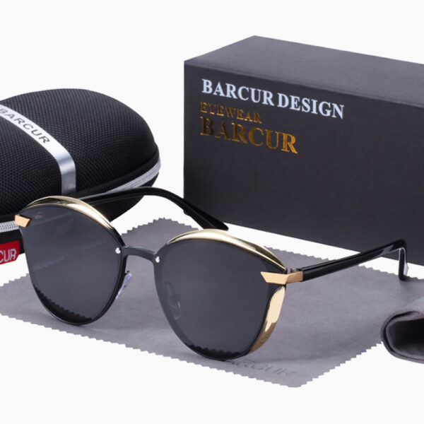 BARCUR - Γυαλιά Ηλίου Lifestyle Gold/Black Σκελετός & Black Φακός Polarized (8705)