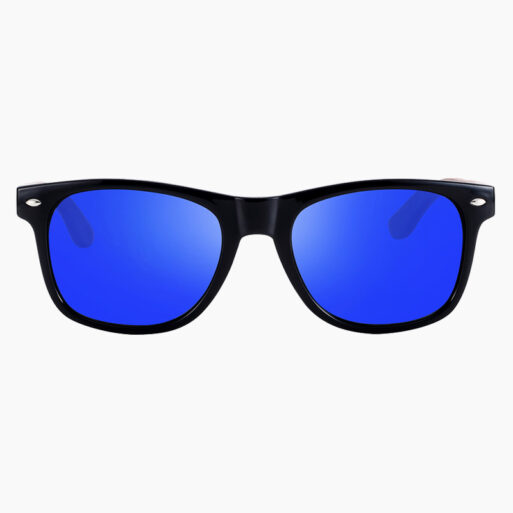 BARCUR - Γυαλιά Ηλίου Walnut Wayfarer Style Μαύρα με Dark Blue Polarized Φακό (8700)