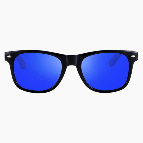 BARCUR - Γυαλιά Ηλίου Walnut Wayfarer Style Μαύρα με Dark Blue Polarized Φακό (8700)